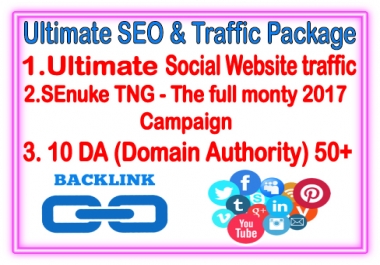White hat SEO & Traffic Package- SEnuke TNG- The Full monty- 10 DA backlinks - Unlimited Social website Traffic