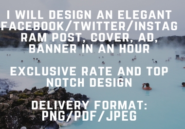 Facbook, twitter, Instagram cover, banner, post DESIGN in an hour