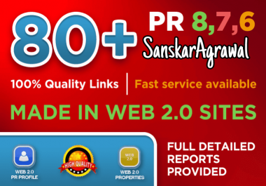 Create 80 High Page Rank Pr Da Google Seo Backlinks Dofollow Pr9 Traffic Links