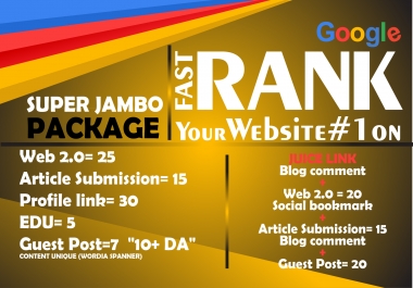 Jumbo PACKAGE - Manual Job - Latest Google Algorithm Breaker - Improve Your Ranking Towards Page 1