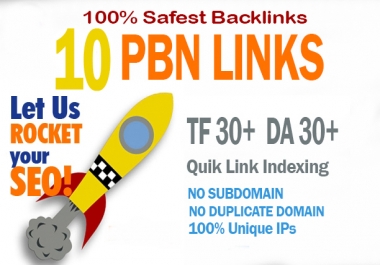 10 Manual HIGH DA PA 30+ to 10 Dofollow PBN Backlinks