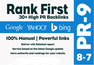 High Quality 30 Manual SEO Backlinks On High Pr9 First On Google