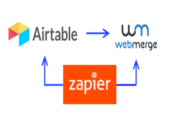 integrate Airtable WebMerge Trello through webhook API and Zapier