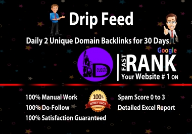 Drip Feed, Daily 2 Unique Domian Backlinks Of Da 20 Plus