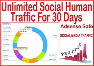 Get 30 days of Human traffic from social & organic web traffic from main search engines