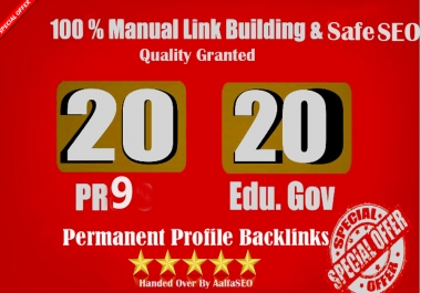Limited OFFER-20 PR9 + 20 EDU GOV Permanent Backlinks From High Authority Domain For SEO RANK