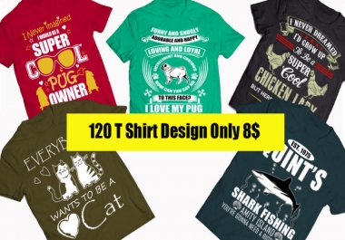 120 T Shirt Design Bundle ANIMAL