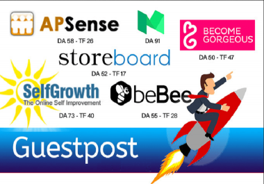 I will write a guest post on selfgrowth,  apsense,  bebee or storeboard