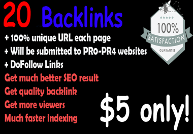 Limited Time- 20 Backlinks from High PR0-PR4 websites Skyrocket your Google RANKINGS