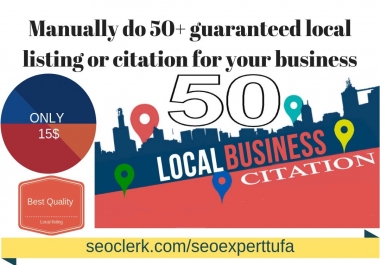 Manually do 50+ guaranteed local listing or citation for your business