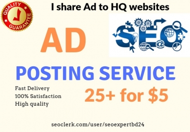 I promote your sites by High quality Ad posting manually.