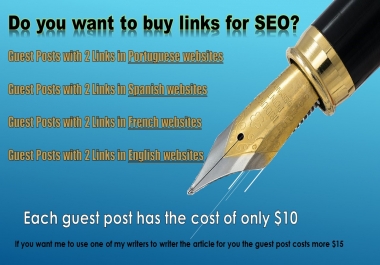 Quality Guest Posts in Spanish,  Portuguese,  French and English websites