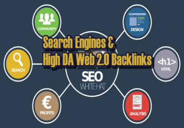 Search Engines 1st page with High DA Web 2.0 Backlinks