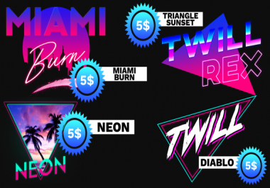 make a miami vibe and neon style 80s style logo