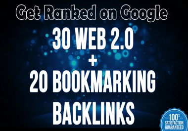 build 30 web 2 0 and 20 bookmarking backlinks for SEO