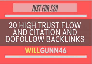 make 20 high trust flow and citation and dofollow backlinks on high da