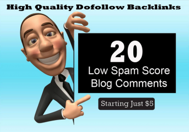 20 low spam score blog comments backlinks