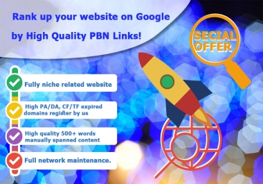 Rank up your website on Google by High Quality NINJA PBN Links.